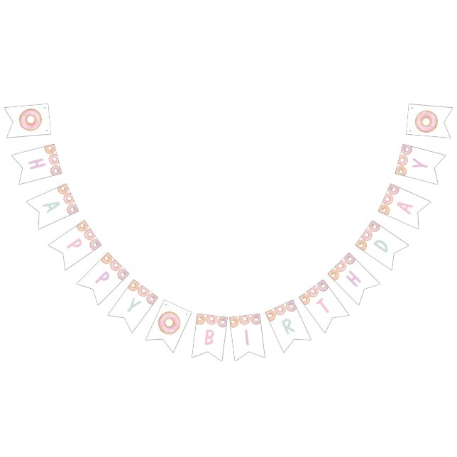 Banderines Banner de Bunting de Donut Happy Birthday Aqua (Todo)