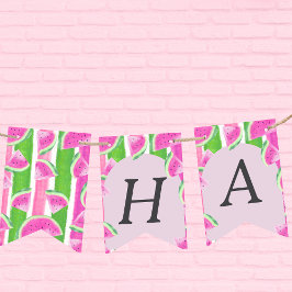 Banderines Banner de bunting de Pink Watermelon Happy Birthda