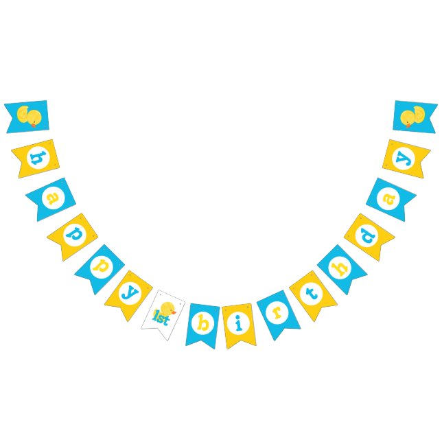 Banderines Banner de Bunting de Rubber Ducky Happy 1er cumple (Todo)