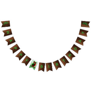 Banderines Banner de Bunting de Wood Bark Happy Birthday