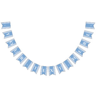 Banderines Banner de Bunting en Monograma de Gingham Azul
