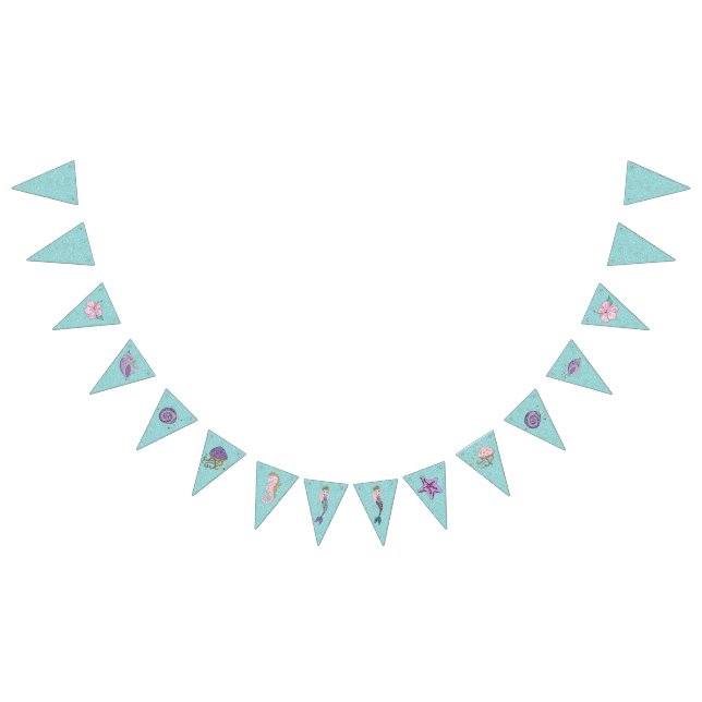 Banderines Banner de Bunting Fiesta Purpurina Aqua (Todo)