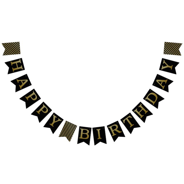 Banderines Banner de bunting Gold Happy Birthday (Todo)