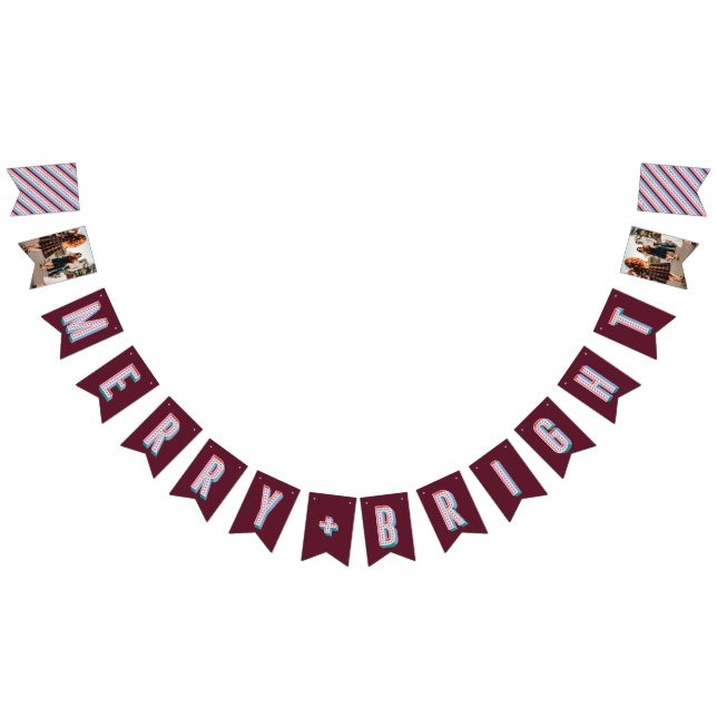 Banderines Banner de Bunting Merry + Marquee Brillante - Rojo (Todo)