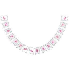 Banderines Banner de Bunting Pink Happy Barkday Wiener Dog