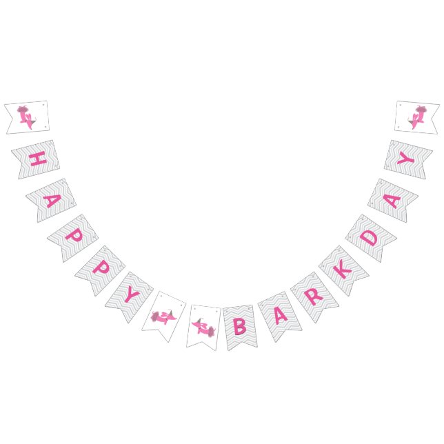 Banderines Banner de Bunting Pink Happy Barkday Wiener Dog (Todo)