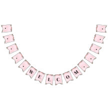 Banner de Bunting rosado de personalizable - Bienv
