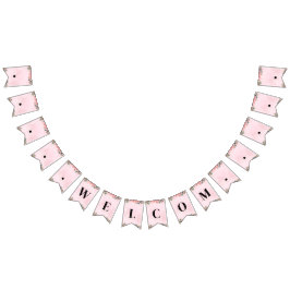 Banderines Banner de Bunting rosado de personalizable - Bienv