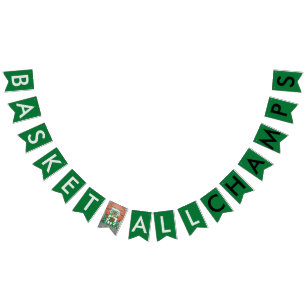 Banderines Banner de Bunting verde de los Campos de Baloncest