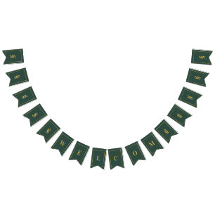 Banderines Banner de Bunting verde y dorado para personalidad