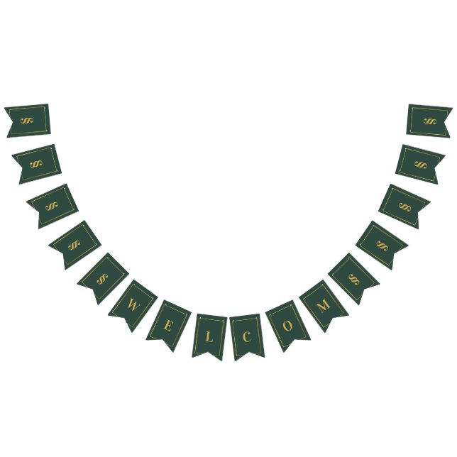 Banderines Banner de Bunting verde y dorado para personalidad (Todo)