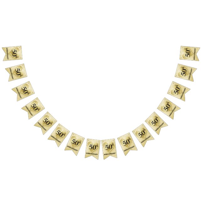 Banderines Banner de Confetti Gold - 50° Aniversario del Boda (Todo)