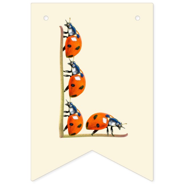 Banderines Banner de cumpleaños de Love Bug Ladybug Primer cu (Séptima bandera)