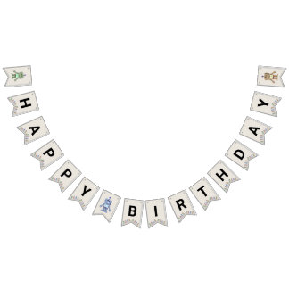 Banderines Banner de cumpleaños de Robot y Gears