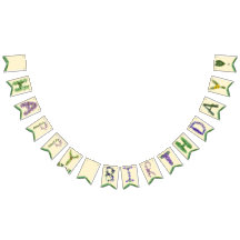 Banner de cumpleaños feliz de flor silvestre