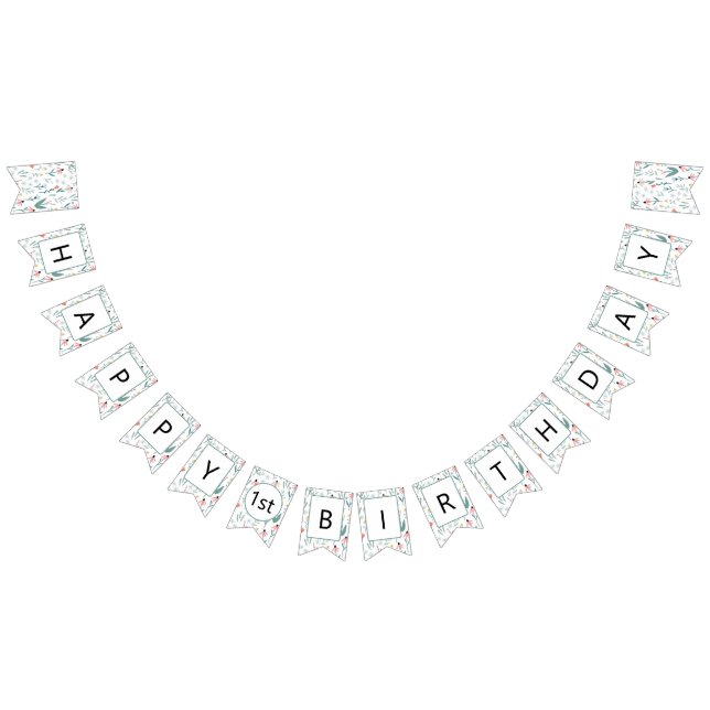 Banderines Banner de cumpleaños feliz de flor silvestre (Todo)