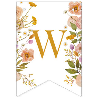 Banderines Banner de ducha de bebé con flores silvestres, tem