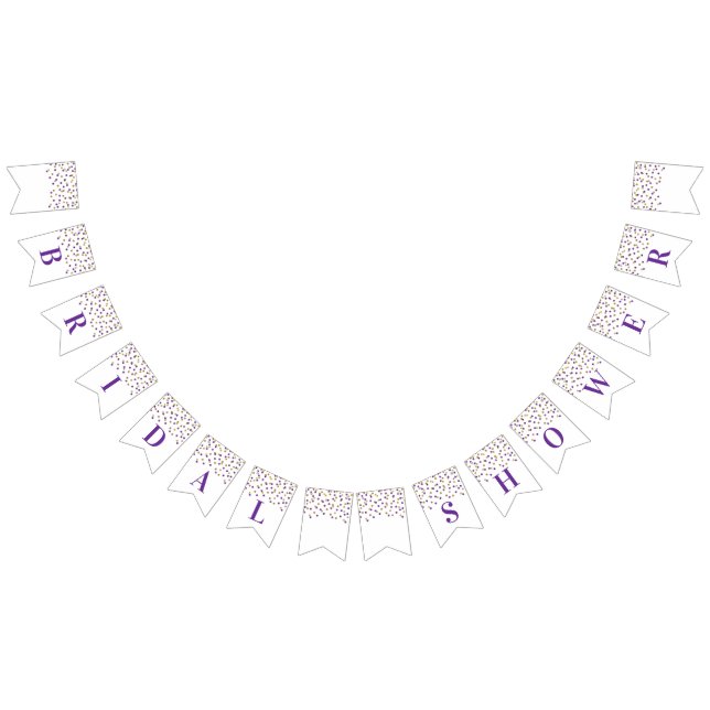 Banderines Banner de ducha de novia Purple Gold Confetti (Todo)