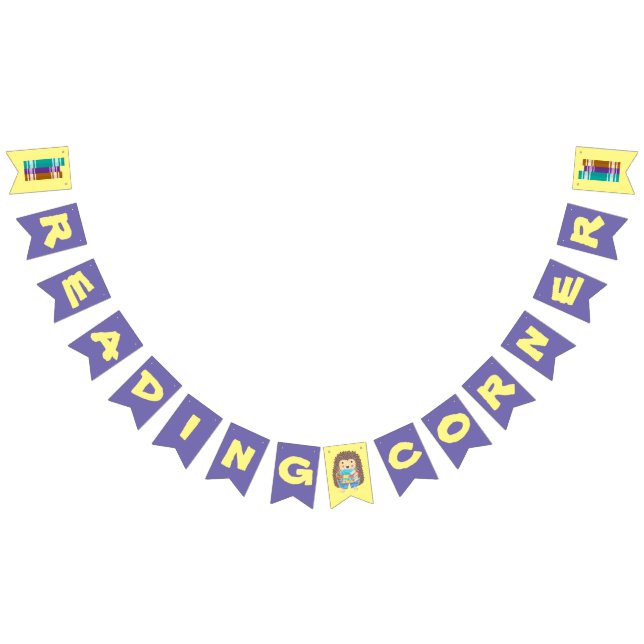 Banderines Banner de esquina de lectura morado y amarillo (Todo)