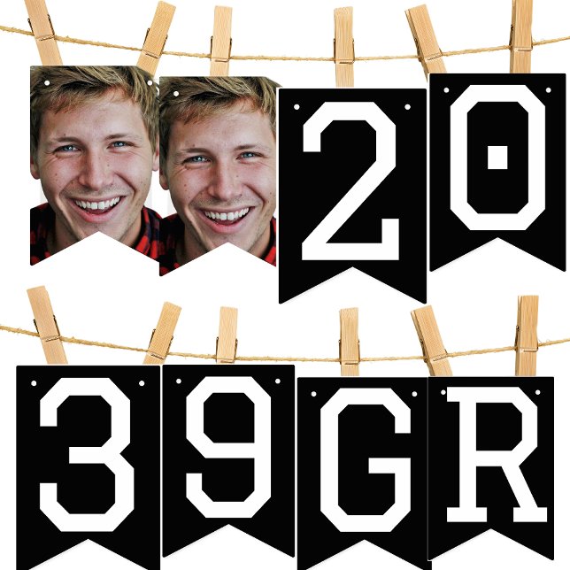 Banderines Banner de Fiesta negro graduado de año de collage  (Subido por el creador)