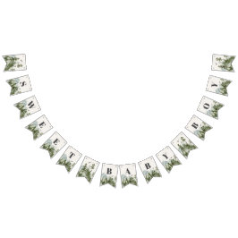 Banderines banner de la ducha de bebé en bosque de bosques de