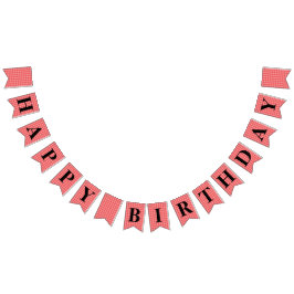 Banderines Banner del Día del NACIMIENTO de Red Gingham