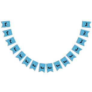 Banderines Banner del Fiesta del Purpurina azul Dachshund Bun