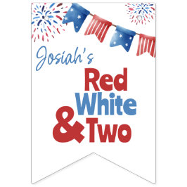 Banderines Banner del Partido Blanco Rojo y Dos Cumpleaños