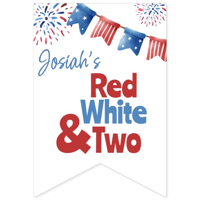 Banderines Banner del Partido Blanco Rojo y Dos Cumpleaños (Primera bandera)