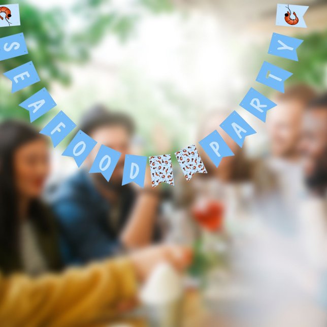 Banderines Banner divertido de mariscos camaroneros (its a party but an extra yummy seafood party)