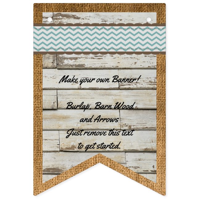 Banderines Banner DIY Barn Wood y Burlap Background Bungalows (Segunda bandera)
