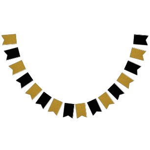 Banderines Banner en blanco negro y falso oro