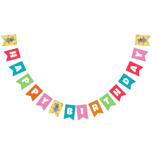 Banderines Banner Feliz de Hippo Bunting (Todo)