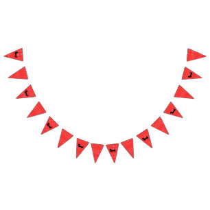 Banderines Banner Fiesta de Bunting de Dachshund rojo y blanc