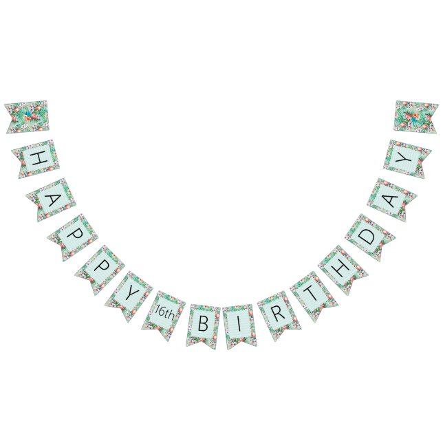 Banderines Banner Fiesta Luau | Flamingos & Palms (Todo)