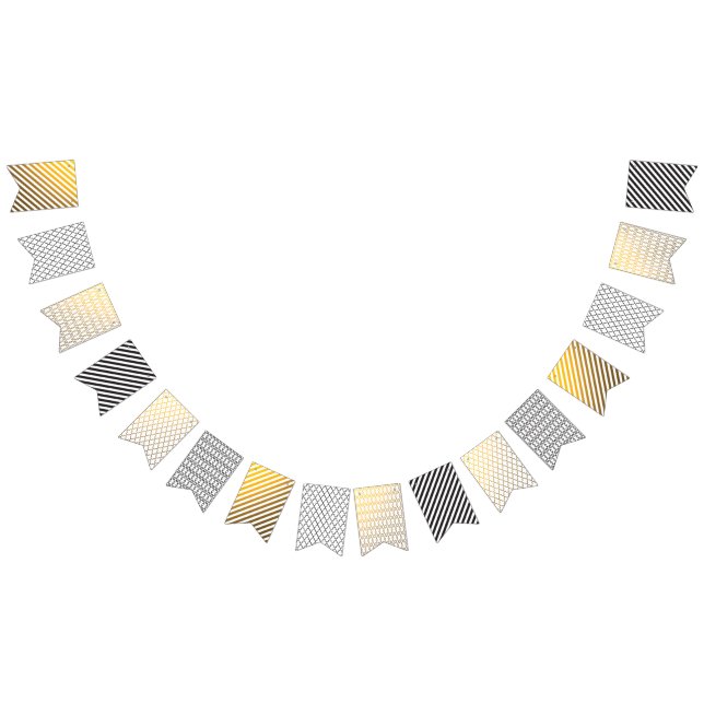 Banderines Banner geométrico negro y oro (Todo)