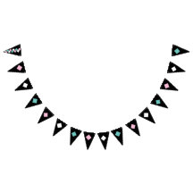 Banner Harlequin Fiesta (Negro, Aqua y Rosa)