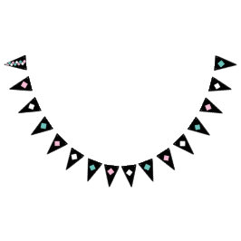 Banderines Banner Harlequin Fiesta (Negro, Aqua y Rosa)