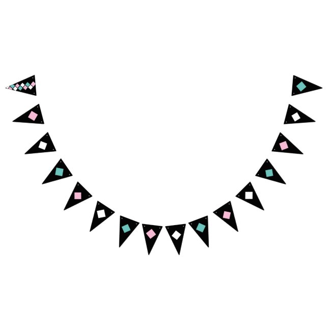 Banderines Banner Harlequin Fiesta (Negro, Aqua y Rosa) (Todo)