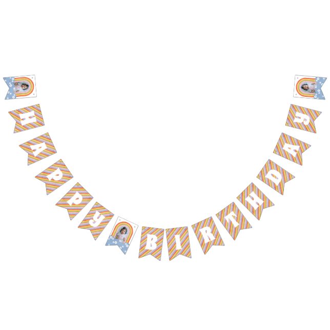 Banderines Banner retro de Bunting Rainbow & Daisies (Todo)