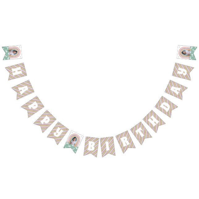 Banderines Banner retro de Bunting Rainbow & Daisies (Todo)