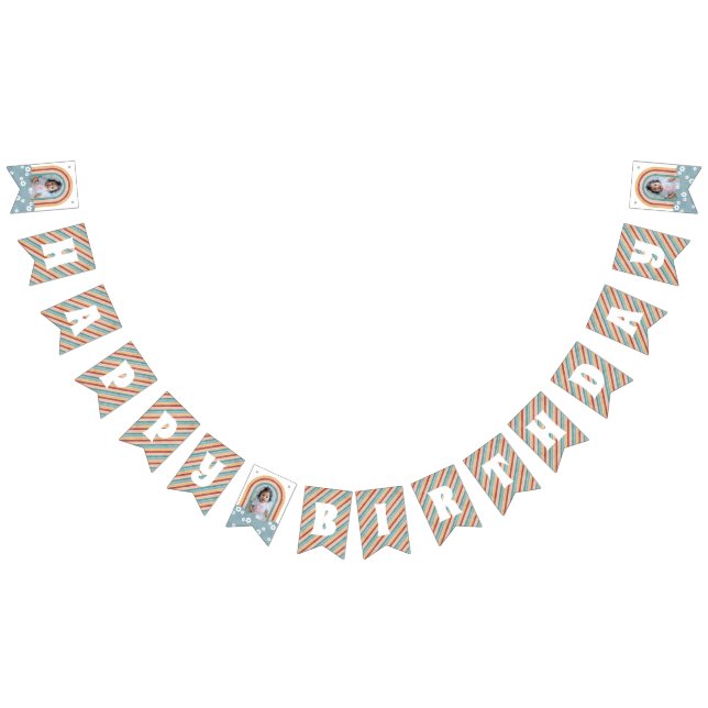 Banderines Banner retro de Bunting Rainbow & Daisies (Todo)