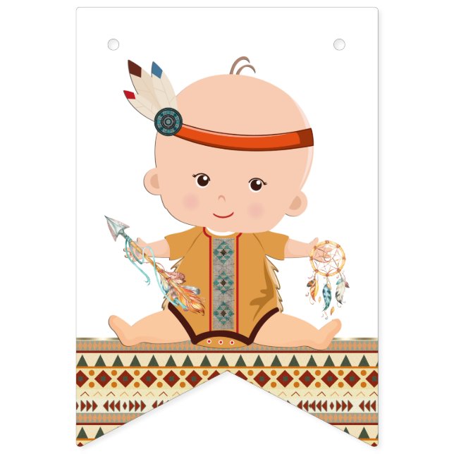 Banderines Banner tribal de Baby Shower (Primera bandera)