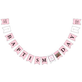 Banderines Baptismo Cross Pink Black Photo