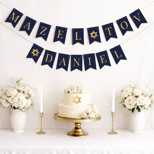 Banderines Bar Mitzvah Marina Mazel Tov Chico Nombre 6 Letras