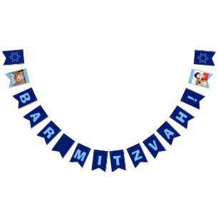 Banderines Bar Personalizado Mitzvah Blue