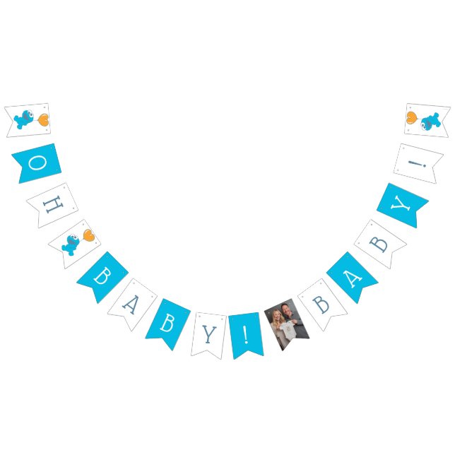 Banderines Barrio Sésamo | Cookie Monster Baby Shower (Todo)