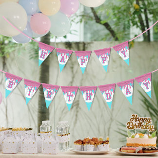 Banderines Baseball Drip Pennant Happy Birthday