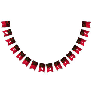 Banderines Bayas y muérdago rojos, navidad