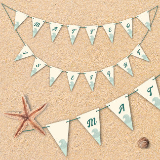 Banderines Beach and Wave Bunting Flags for Kids Birthday